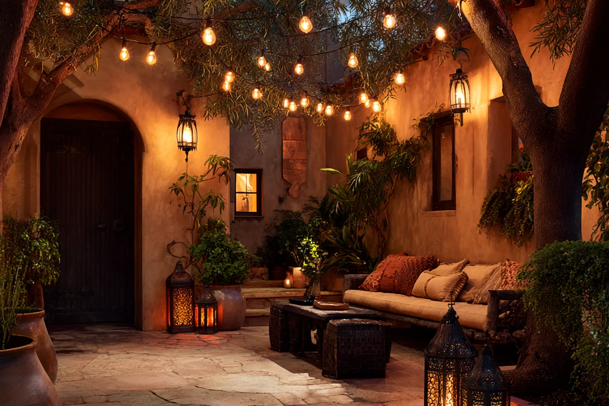 9. Warm Lighting & Ambiance: Extending the Courtyard Experience